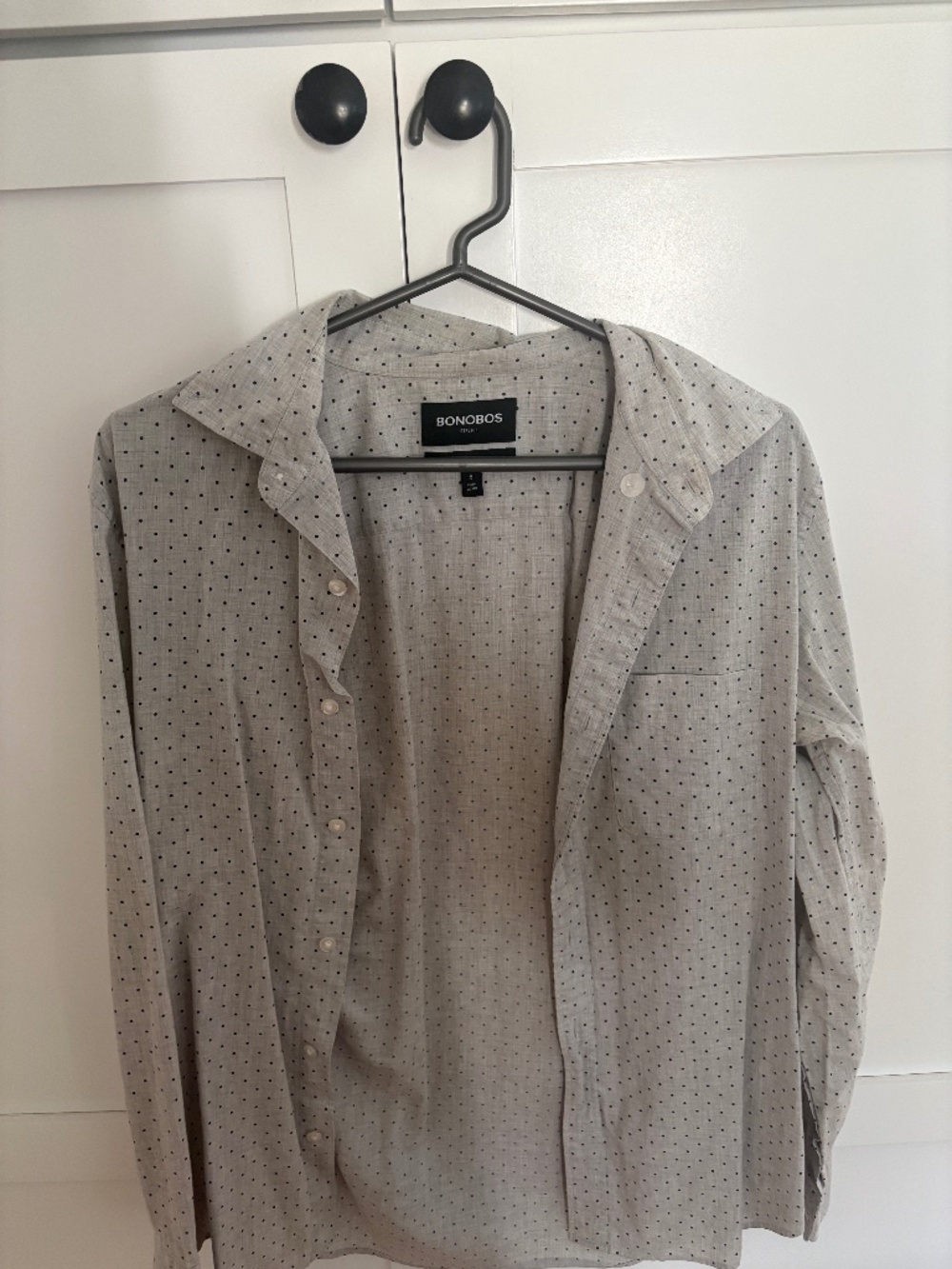 Grey and Navy Dot Button Down Shirt